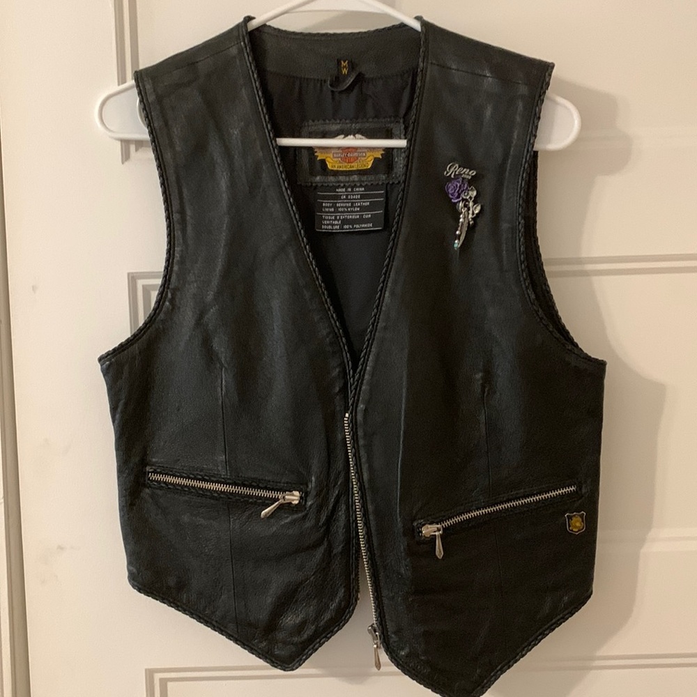 Harley Davidson Women’s Leather Embroidered Vest M